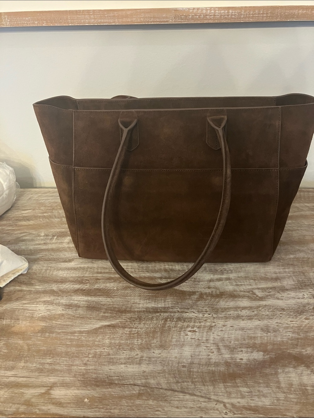 Quince Classic Brown Suede Shopper Tote Bag